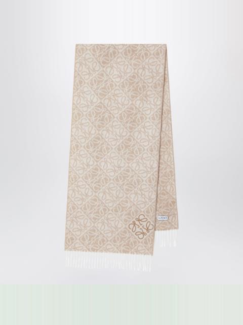 Loewe Beige Anagram wool and cashmere scarf