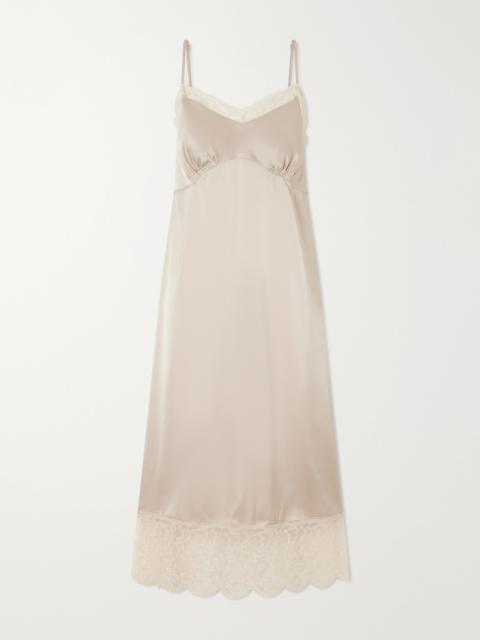 Simone Rocha Lace-trimed Satin Midi Dress