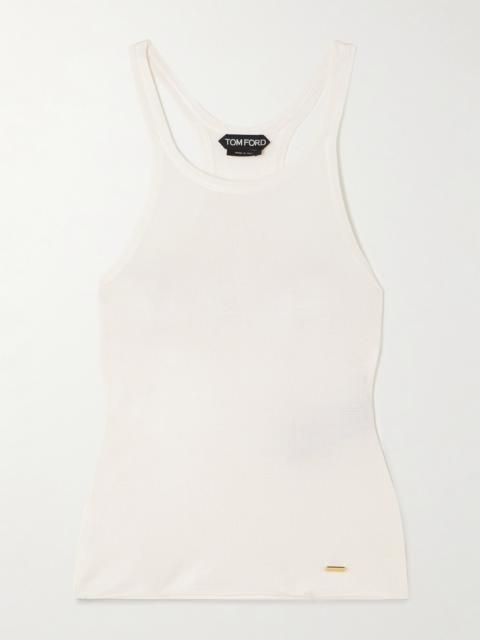TOM FORD Embellished Waffle-knit Silk Tank