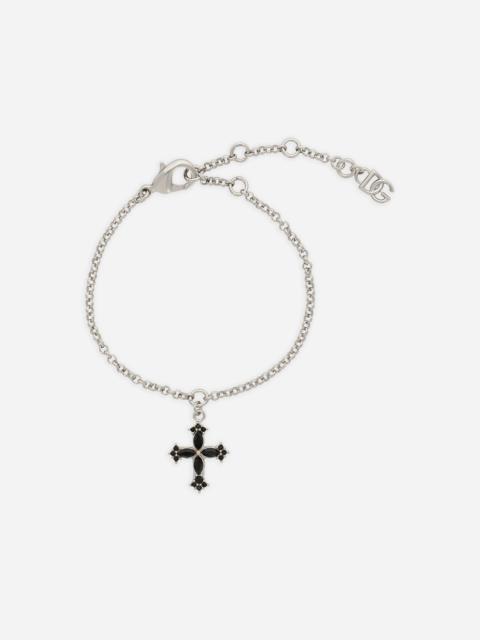 Fine link bracelet with cross charm