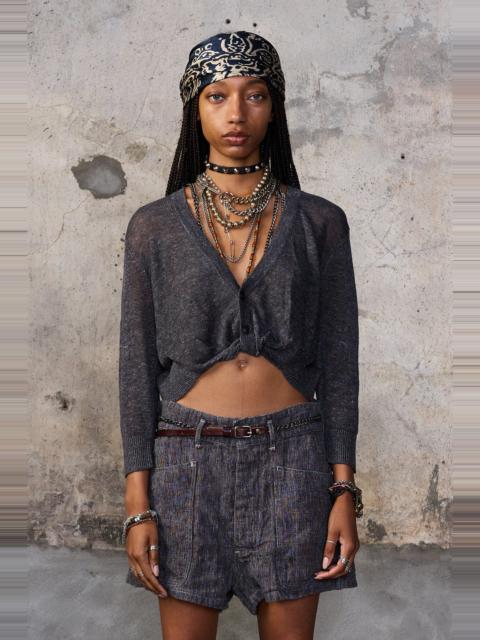 R13 3/4 SLEEVE TWISTED FRONT CARDIGAN