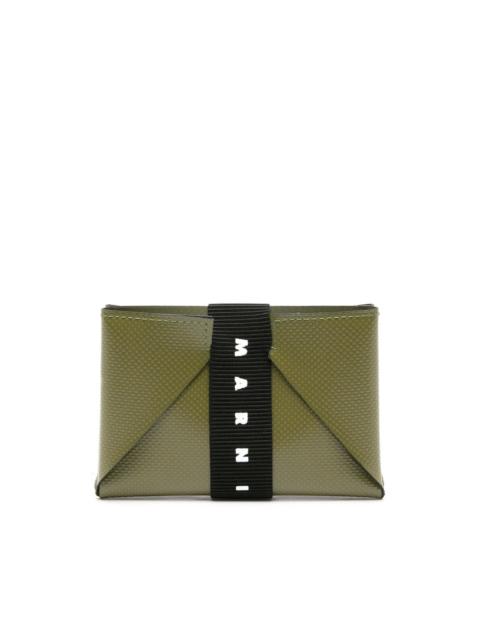 logo-strap leather cardholder