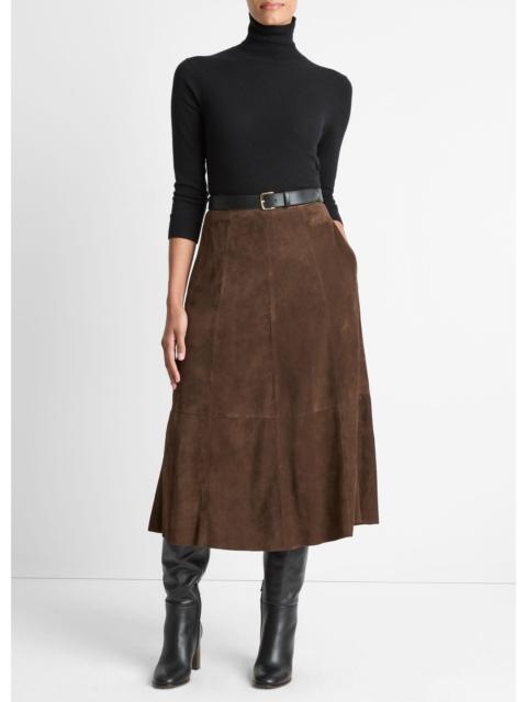 Vince Suede Mid-Rise Flared Skirt