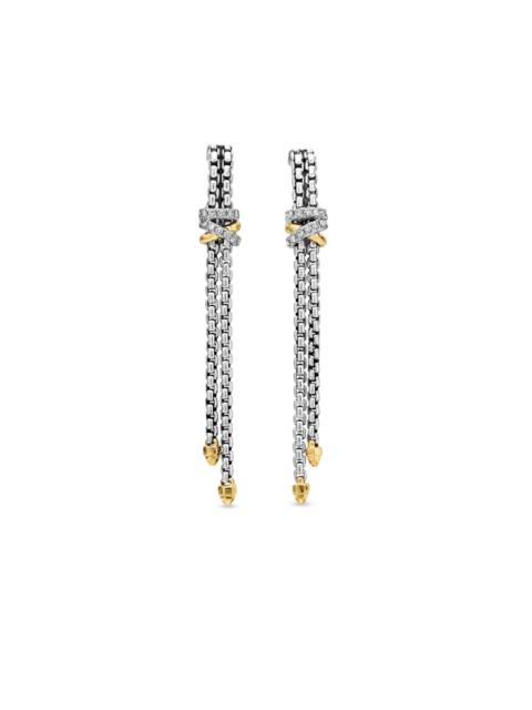 DAVID YURMAN Women's Helena Chain Drop Earrings in Sterling Silver with 18K Yellow Gold and Diamonds, 50.8MM - Di