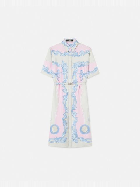 VERSACE Cameo Silk Midi Shirt Dress