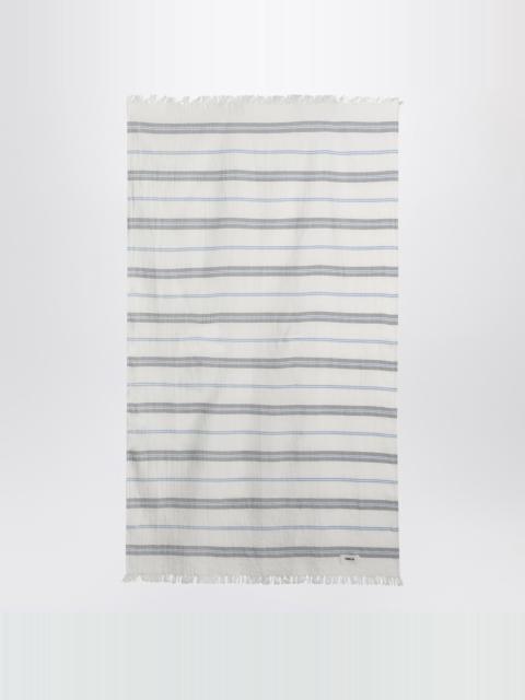 TEKLA White beach towel with striped pattern