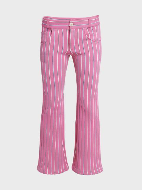 Low-Rise Striped Flare Trousers