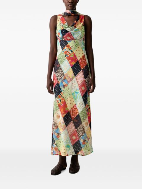 Never Fully Dressed patchwork cowl-neck maxi dress