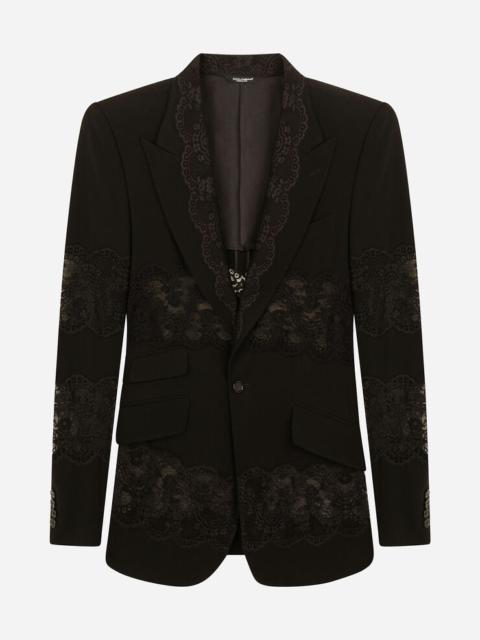 Dolce & Gabbana Stretch wool jacket with lace inserts