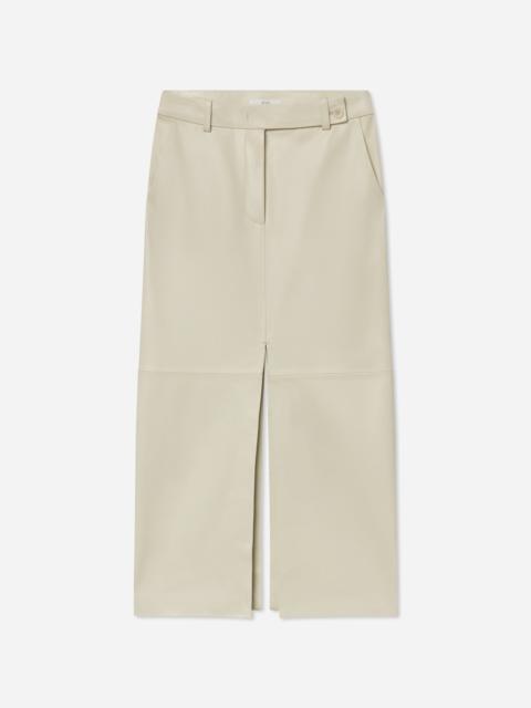 CO Tailored Front-Slit Midi Skirt in Leather