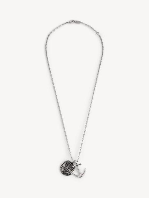 BALENCIAGA Anchor Charms Necklace in Antique Silver