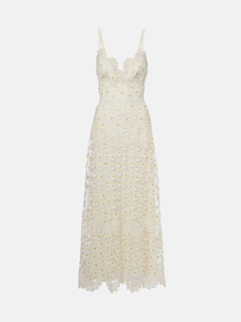 ELIE SAAB Embroidered guipure lace tulle maxi dress