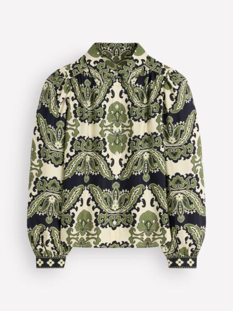 BODEN Long Sleeve Printed Shirt-Multi, Blossoming Gardenia