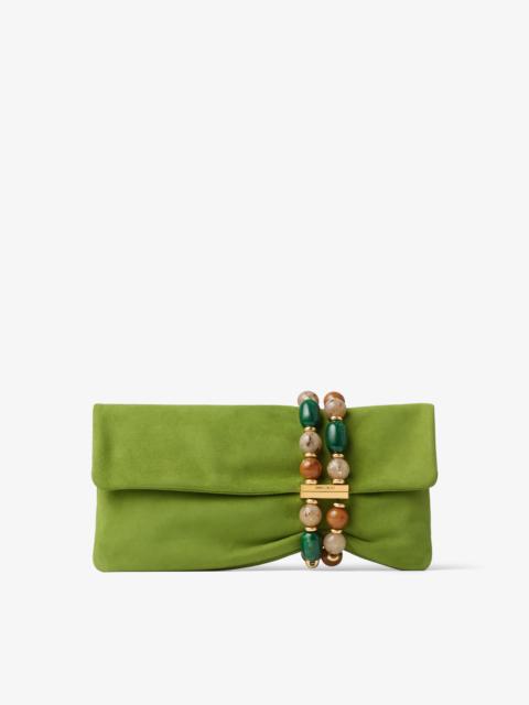 JIMMY CHOO Zandra Clover Suede Clutch Bag with Beaded Bracelet