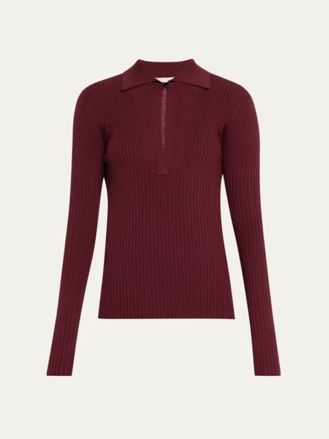 6397 Single-Button Merino Wool Polo Shirt