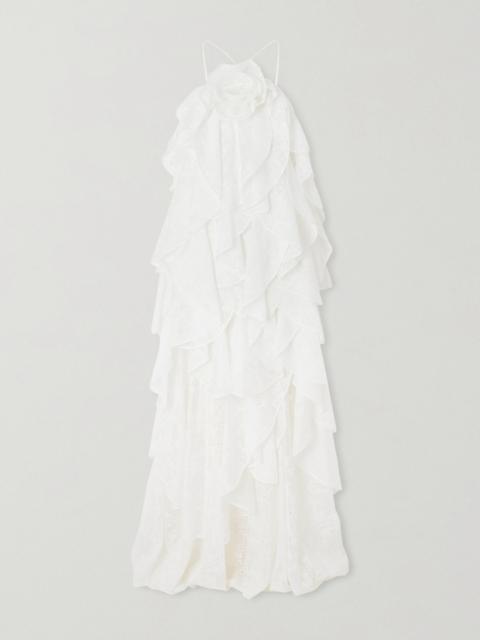 Aje. Merritt Appliquéd Ruffled Broderie Anglaise Maxi Dress