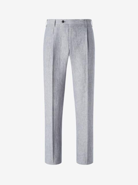 CORNELIANI Single-dart grey trousers made from pure linen chambray