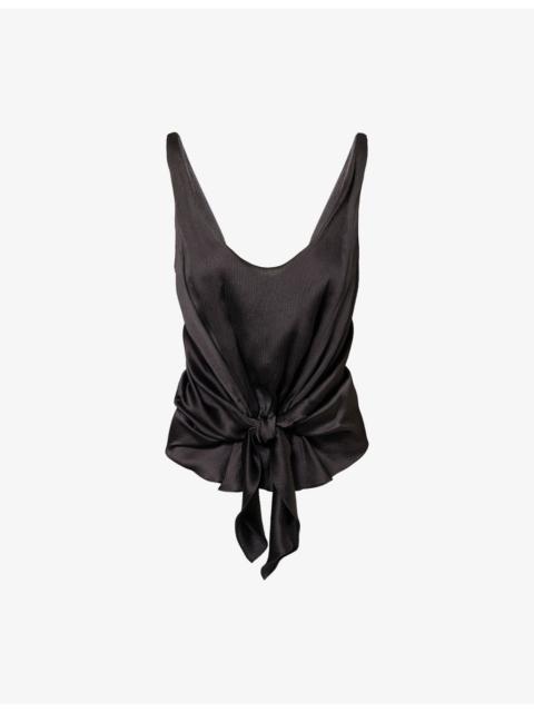 JW Anderson Knotted-Front Silk Vest Top