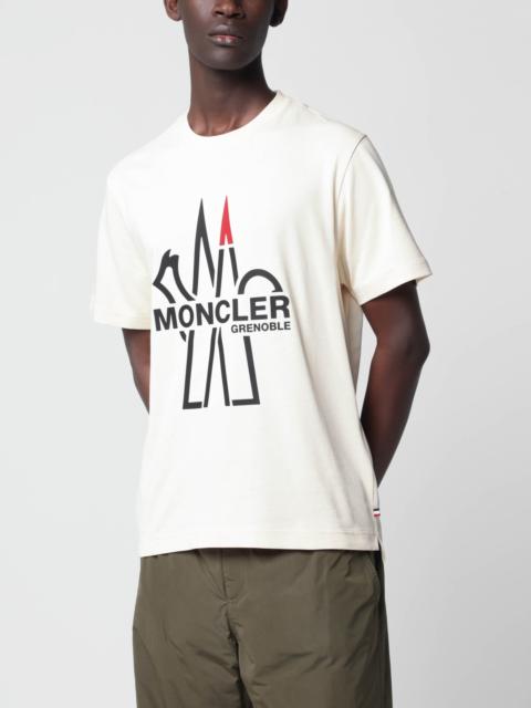 Moncler Grenoble Ivory cotton T-shirt with logo