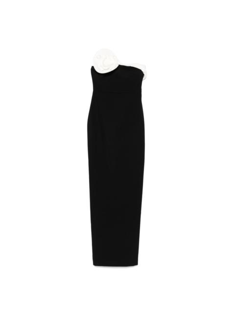 ROLAND MOURET flower drape maxi dress