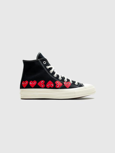 Comme des Garçons PLAY CHUCK TAYLOR ALL-STAR '70 HIGH "BLACK/RED MULTI HEART"