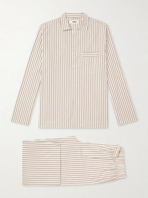 TEKLA Striped Cotton-Poplin Pyjama Set