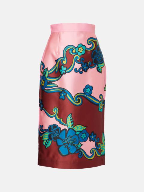 ALÉMAIS Floral high-rise midi skirt