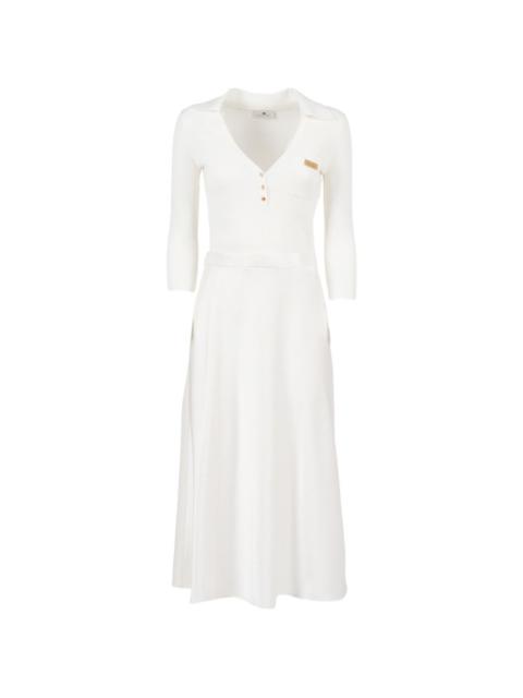 ELISABETTA FRANCHI ribbed collar knit midi dress