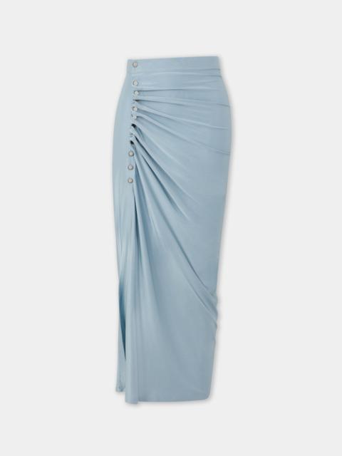 Paco Rabanne FADED BLUE DRAPPÉ PRESSION SKIRT