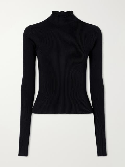 RIER Ribbed Silk Turtleneck Sweater