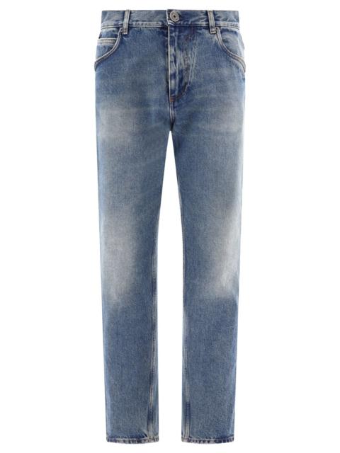 Balmain With Logo Embroidery Jeans Blue