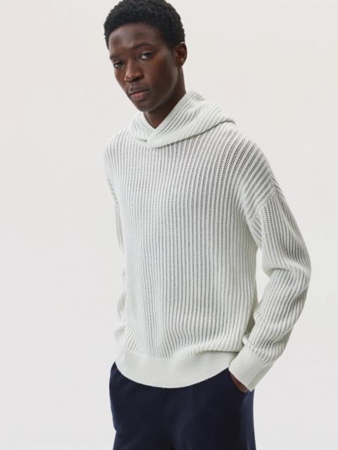 Johnstons of Elgin Mesh Rib Cashmere White Hoodie