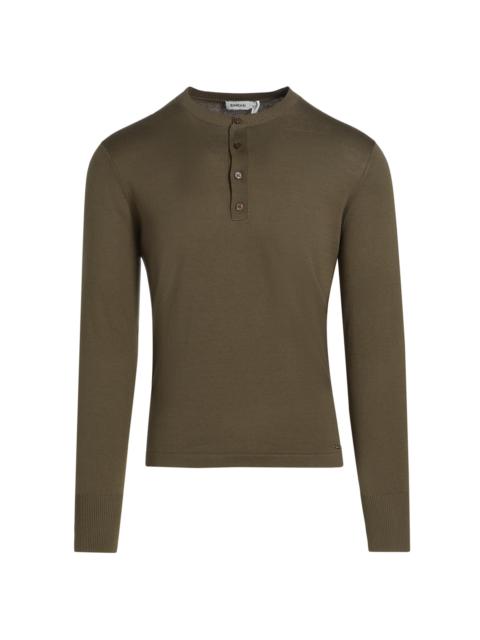 SIMKHAI Men's Dolton Silk-Cotton Henley - Sage