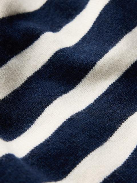 BODEN Bow Neck Knitted T-shirt-Navy, Ivory Stripe
