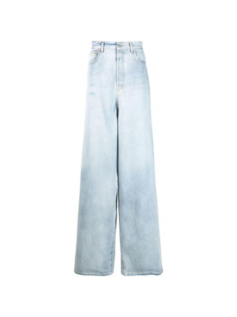 bleached-effect wide-leg jeans