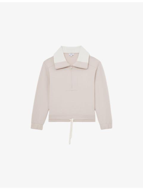 REISS Laney Half-Zip Jersey Sweatshirt