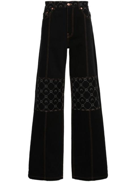 Marine Serre Moonogram-detail wide-leg jeans