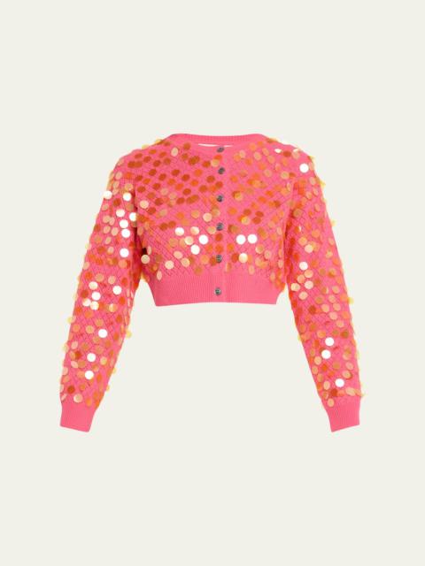 ZANKOV Mina Sequined Wool Cropped Cardigan