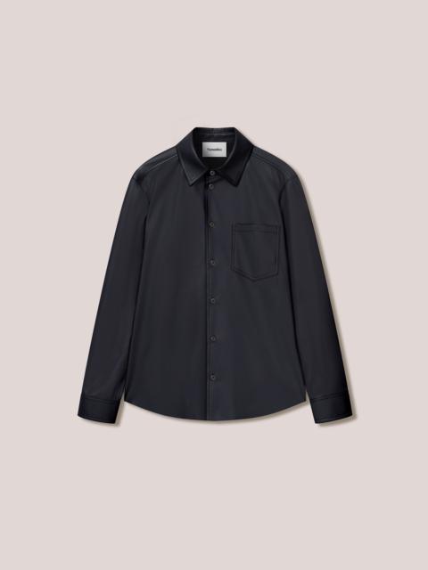 Nanushka JOSIA - Vegan leather angular collared shirt - Navy