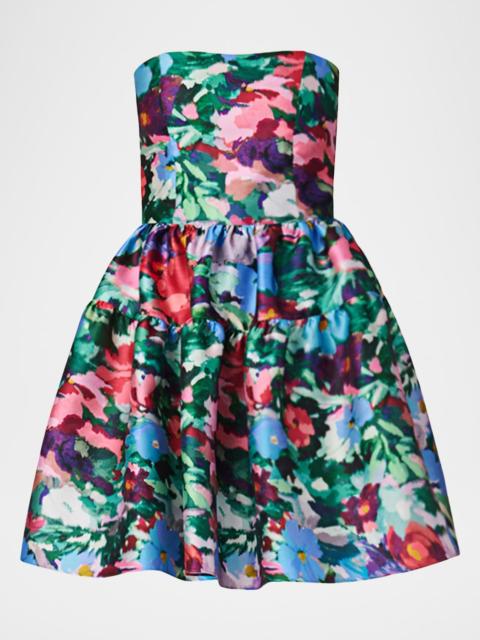 Shoshanna Kyrie Strapless Floral-Print Mini Dress