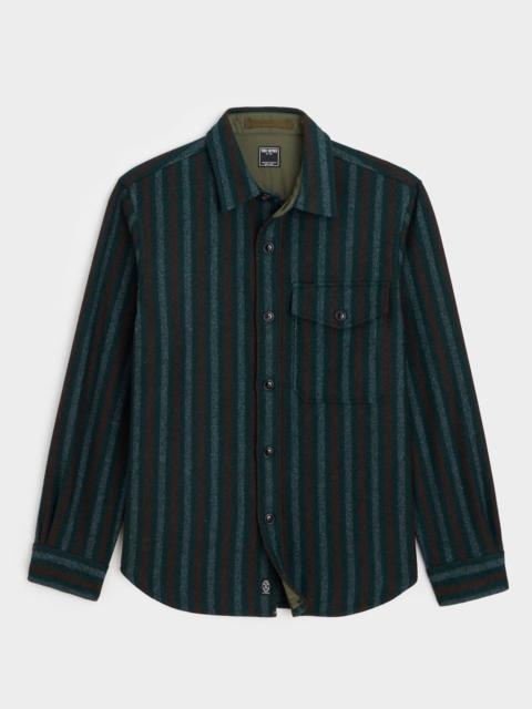 TODD SNYDER Wool Striped Utility Shirt Jacket in Blue