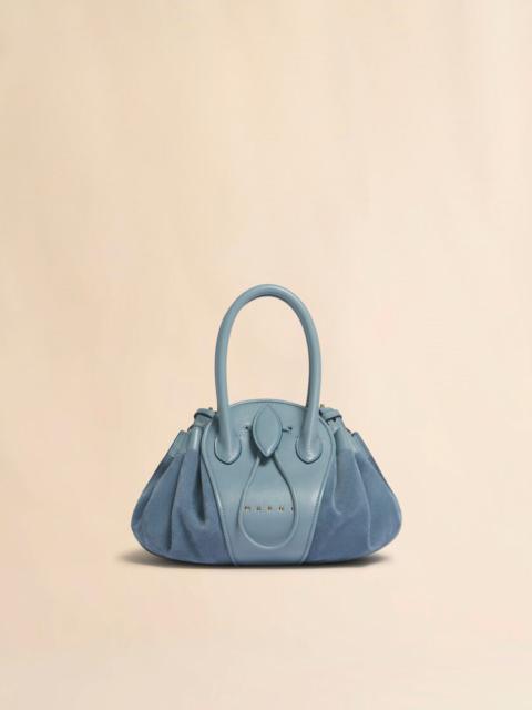 Marni BLUE LEATHER AND SUEDE TULIPEA SMALL HANDBAG