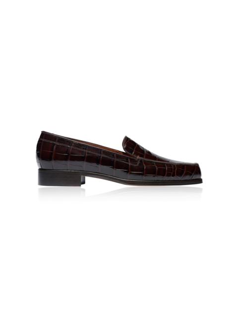 Emme Parsons Danielle Croc-Effect Leather Loafers brown