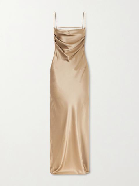 SAINT LAURENT Open-back Draped Silk-satin Maxi Dress