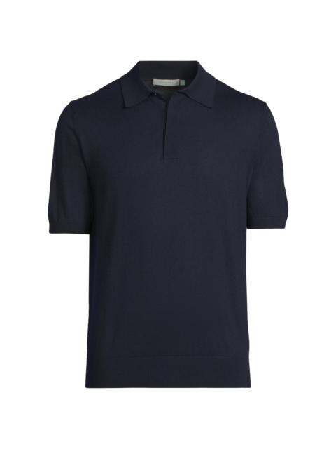 Canali Men's Dressy Lux Modern-Fit Suede Placket Polo Shirt - Navy