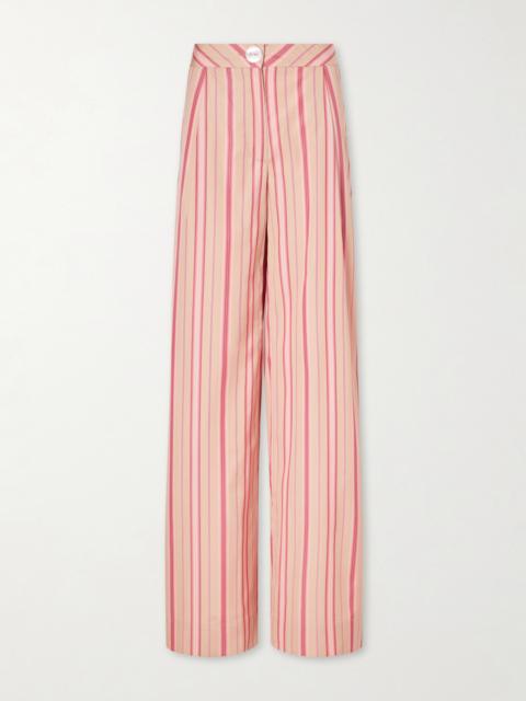 Thierry Colson Loulou Pleated Striped Cotton-poplin Wide-leg Pants