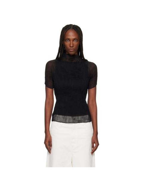 ISSEY MIYAKE Black Chiffon Twist T-shirt