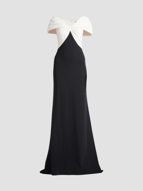 TADASHI SHOJI Women's Twist-Front Short-Sleeve Gown - Ivory Black