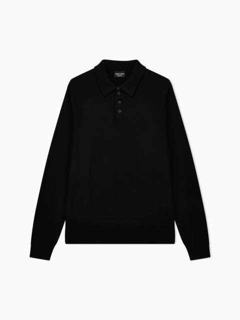 GIORGIO ARMANI Long-sleeved, pure cashmere polo shirt