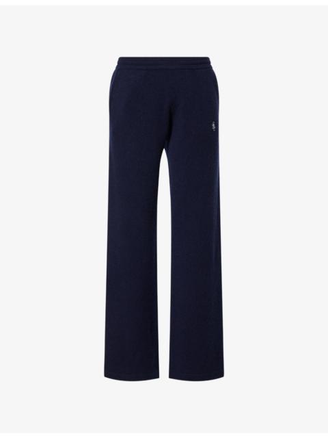 Sporty & Rich Embroidered-Logo Wide-Leg Cashmere-And-Wool Jogging Bottoms